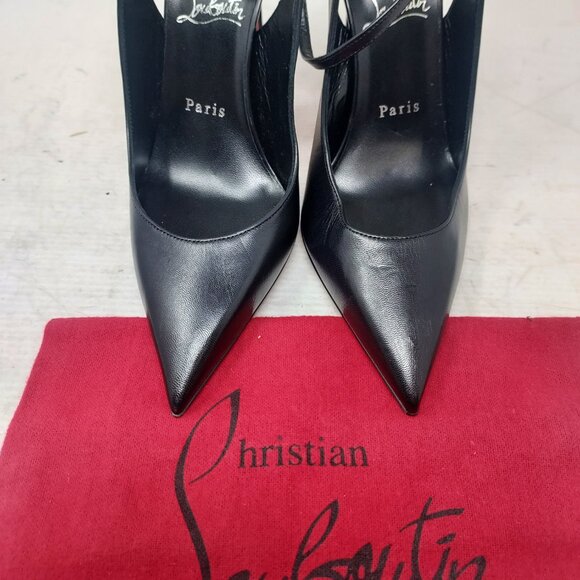 Christian Louboutin Black Strappy Condora Leather Heel Shoe - Picture 8 of 12